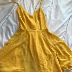 Golden yellow flowy mini dress